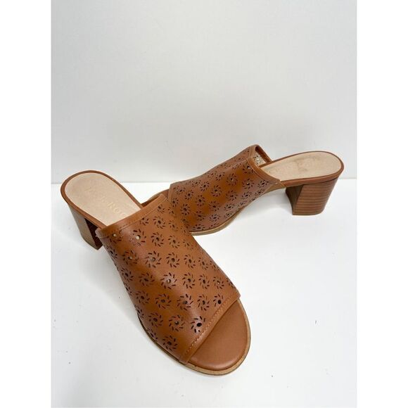 Jack Rogers Sandals Womens Size 6 Brown Roonie Open Toe Perforated Leather Slide - Picture 6 of 10